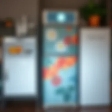 Unique and creative paint patterns on a refrigerator