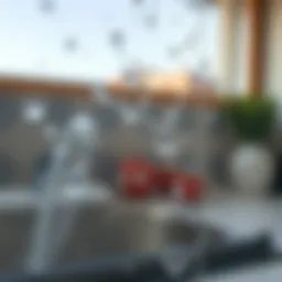 Sparkling clean glass surface with reflections