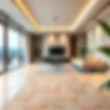 Elegant ceramic floor tiles in a modern living space