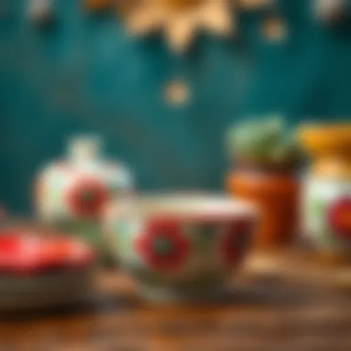 A vibrant ceramic piece with intricate designs