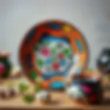 A vibrant ceramic piece showcasing various painting techniques