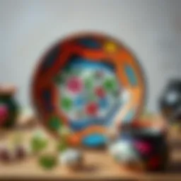 A vibrant ceramic piece showcasing various painting techniques