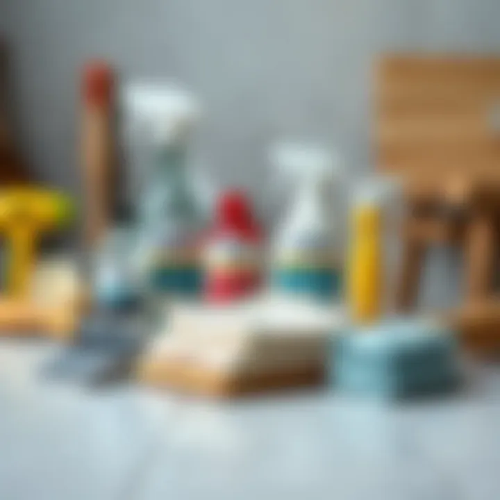 A maintenance guide displaying tools and products for ceramic tile care.