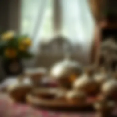 Traditional wedding dowry items displayed elegantly