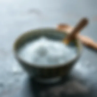 A bowl filled with cold water and salt for cleaning