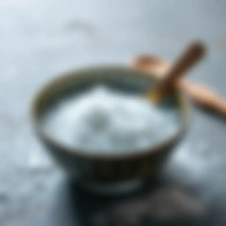 A bowl filled with cold water and salt for cleaning