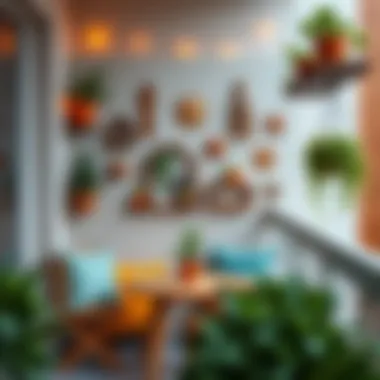 Cozy balcony atmosphere created with unique wall decorations