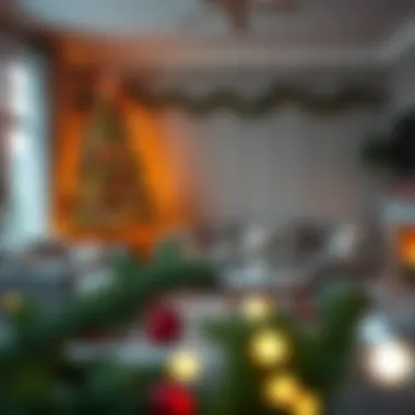 A cozy living room featuring a DIY Christmas tree