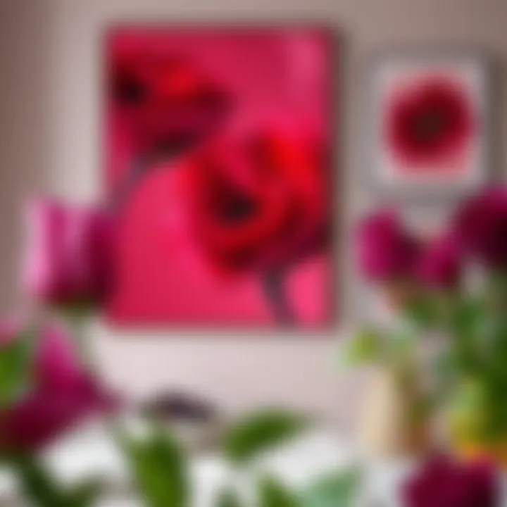 Artwork incorporating dark magenta hues