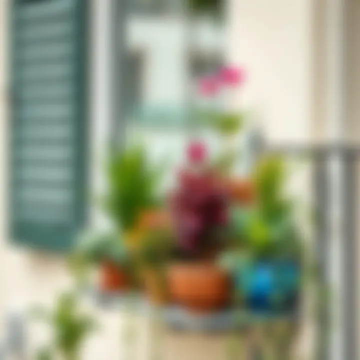 Decorative arrangement of balcony plants