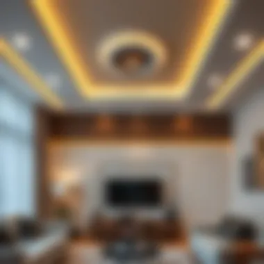 Elegant Living Room Ceiling Design Elegant living room ceiling design with ambient lighting