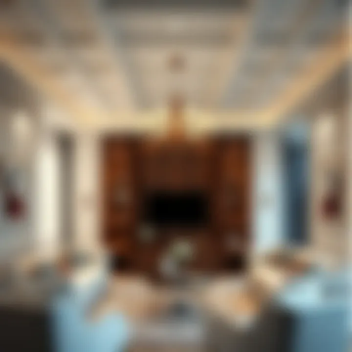 Luxurious Coffered Ceiling in Living Room Luxurious coffered ceiling enhancing living room decor