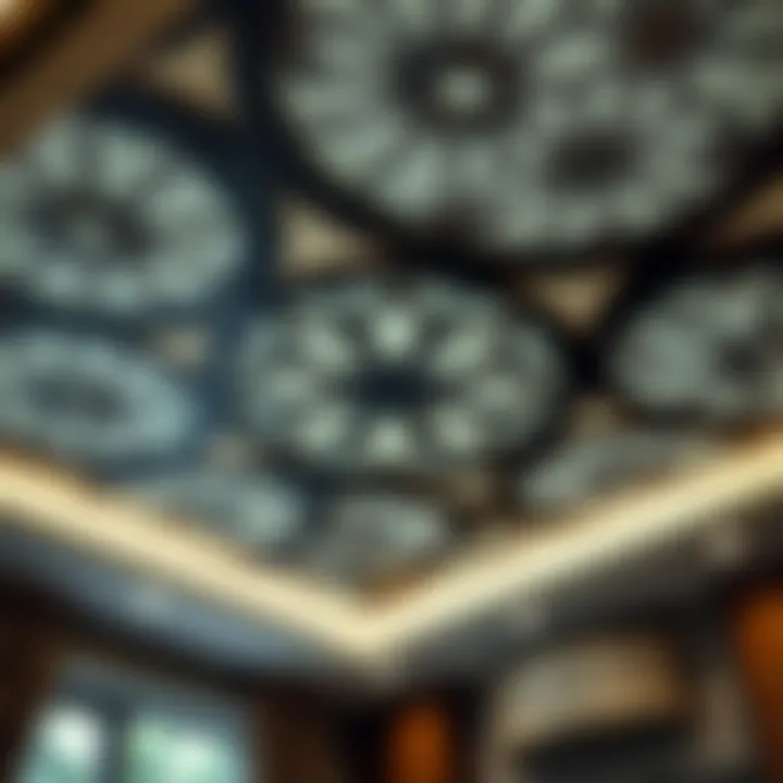 Modern Suspended Ceiling with Geometric Patterns Modern suspended ceiling with unique geometric patterns