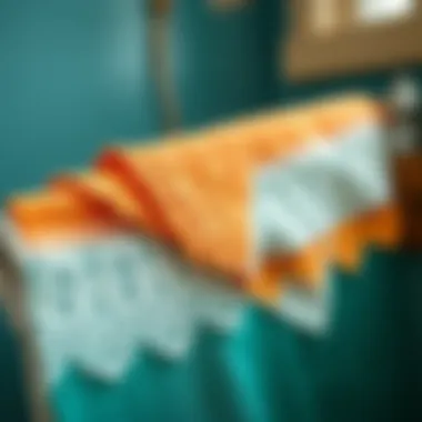 Colorful lace trims enhancing towel aesthetics