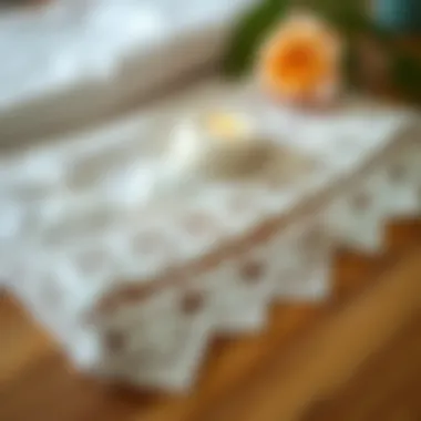 Intricate lace edge design on a towel