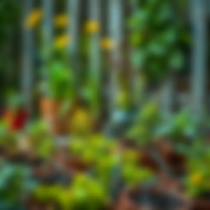 DIY gardening setup with green flowering plants