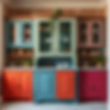 Vibrant Cabinet Transformation Creative cabinet transformation with vibrant colors
