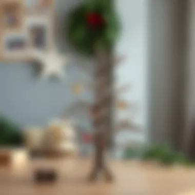 A rustic Christmas tree crafted from dried branches