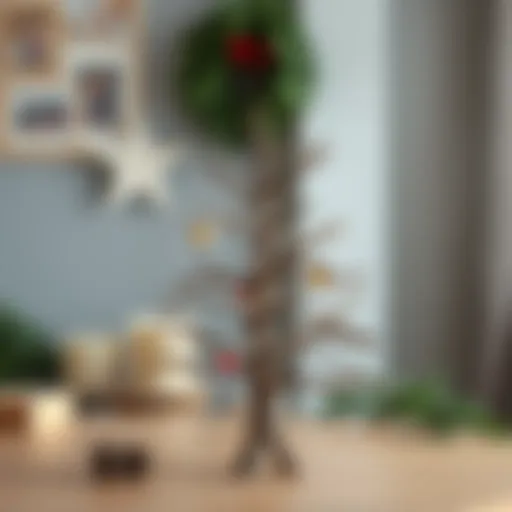 A rustic Christmas tree crafted from dried branches