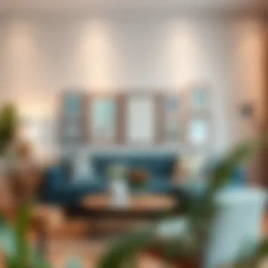 Creative arrangement of frames in a living room