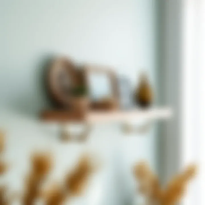 Properly installed wall shelf with decorative items