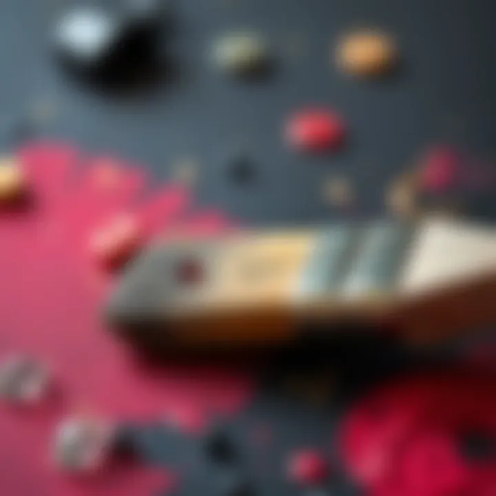 Close-up of unique brush techniques applied on a surface