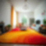 Brightly colored carpets in a clean living space