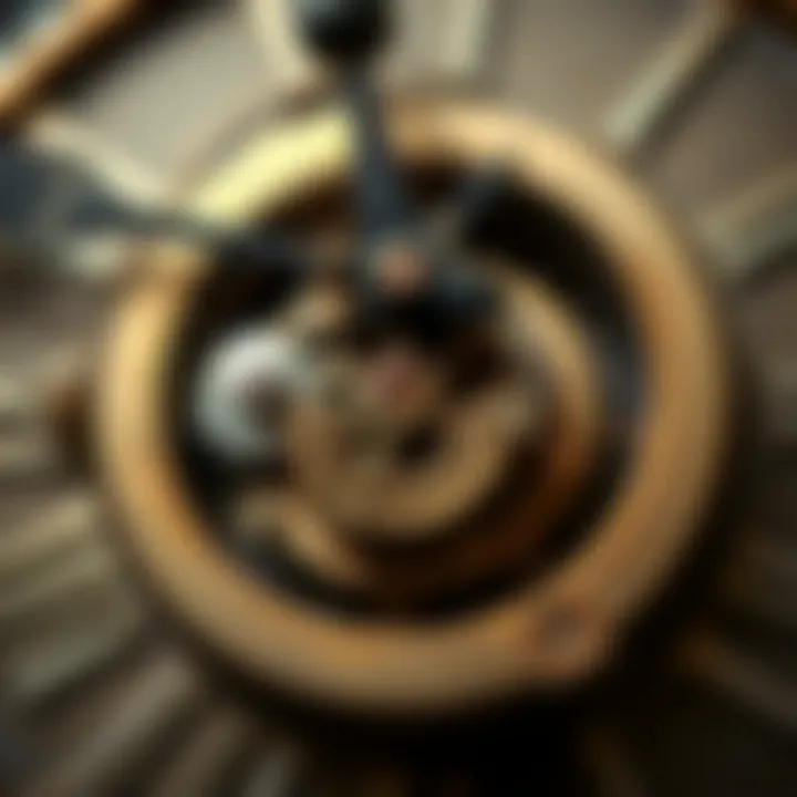 Close-up of clock mechanism used in handmade projects