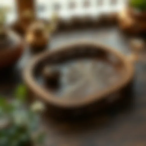 A beautifully crafted wooden tray showcasing intricate carvings