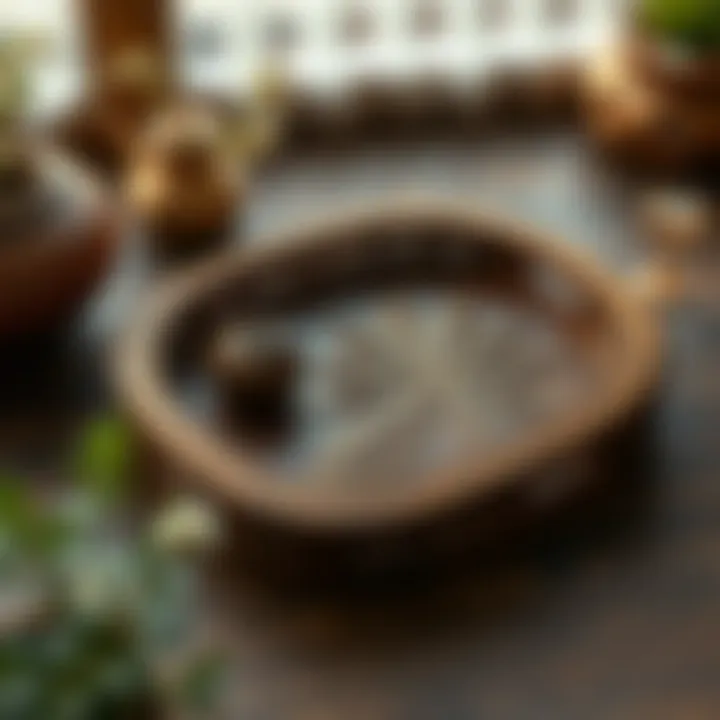 A beautifully crafted wooden tray showcasing intricate carvings