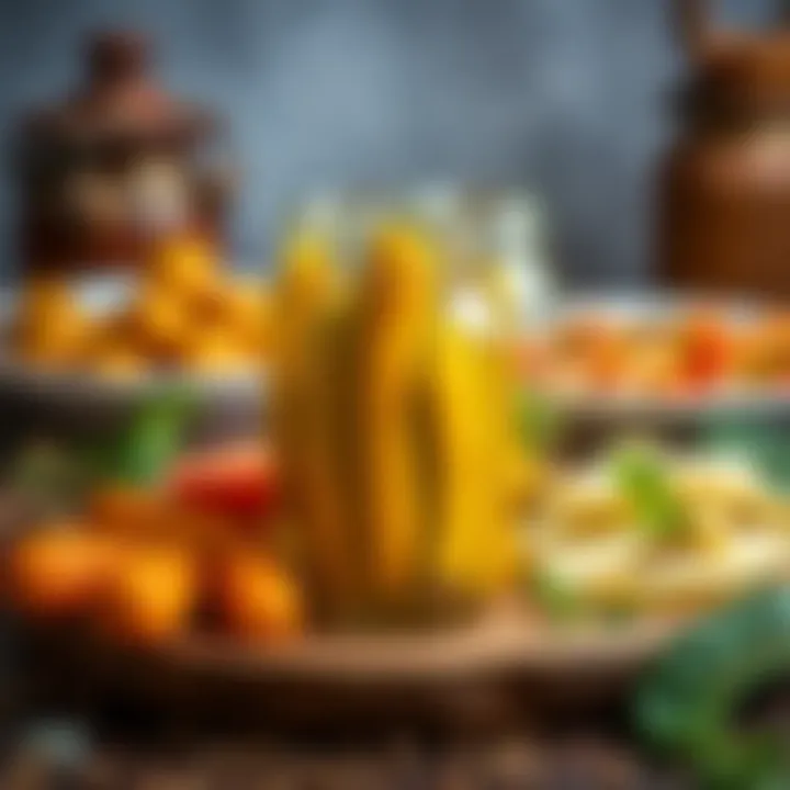 An elegant presentation of cold pickles alongside traditional Turkish dishes