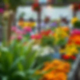 A vibrant garden showcasing a variety of flowers and plants