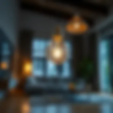 An eco-friendly LED bulb illuminating a modern living space