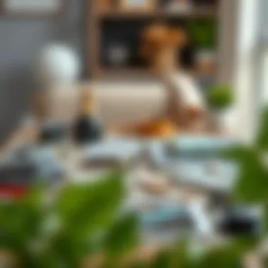 A collection of modern accessories laid out on a table