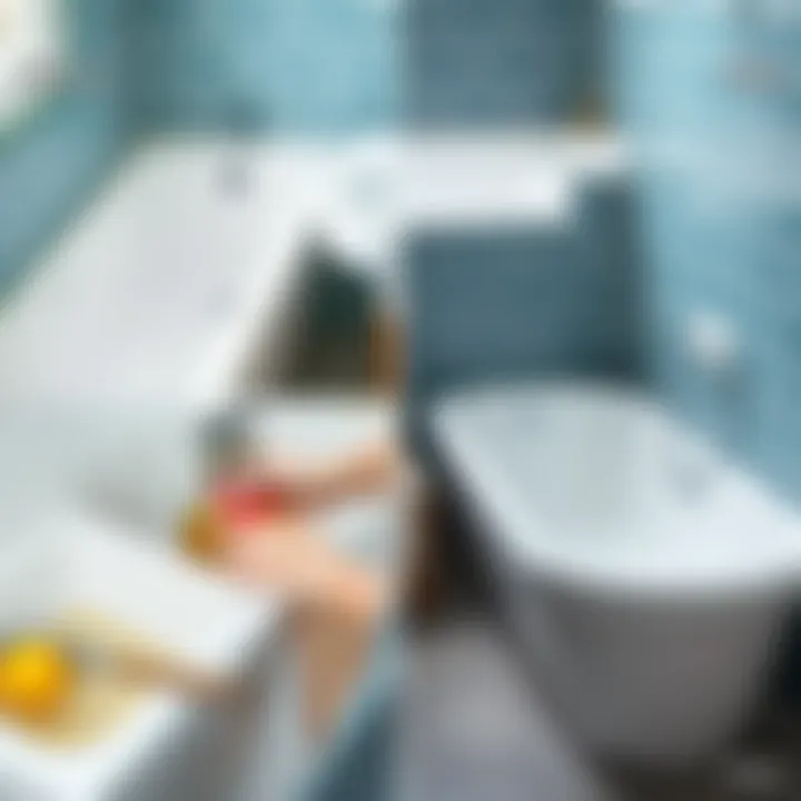 Before and after comparison of bathtub cleanliness