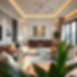 Elegant living room with modern decor and cozy atmosphere