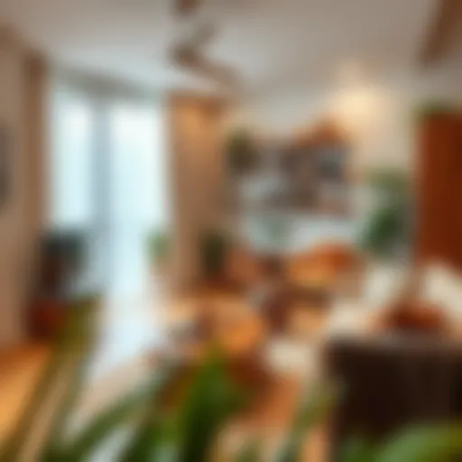 A stylishly organized living room showcasing optimal space utilization.