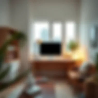 An aesthetically pleasing home office with a minimalist design approach.