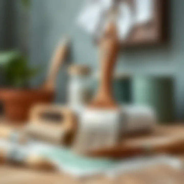 A detailed view of paint application tools for home décor