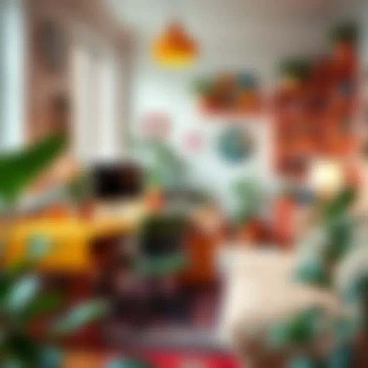 Cozy home office space with vibrant decor and plants