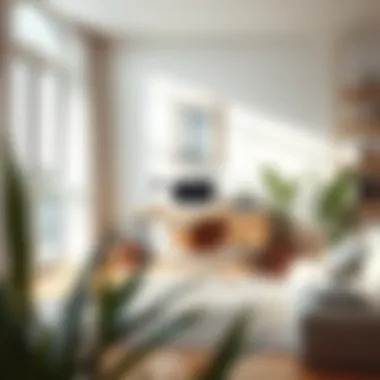 Stylish minimalist home office setup with natural light