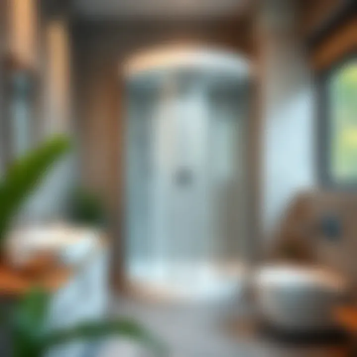 Finished shower cabin in a stylish bathroom