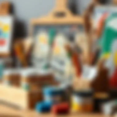 Art supplies neatly arranged