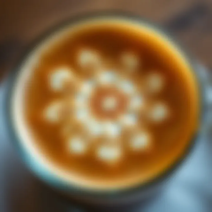 Foam Art on Cold Coffee A close-up of cold coffee with intricate foam art on top