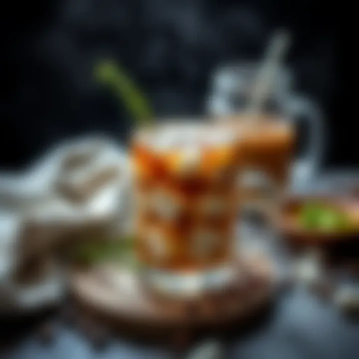 Cold Coffee Aesthetic A beautifully arranged cold coffee setup with ice cubes and garnishes