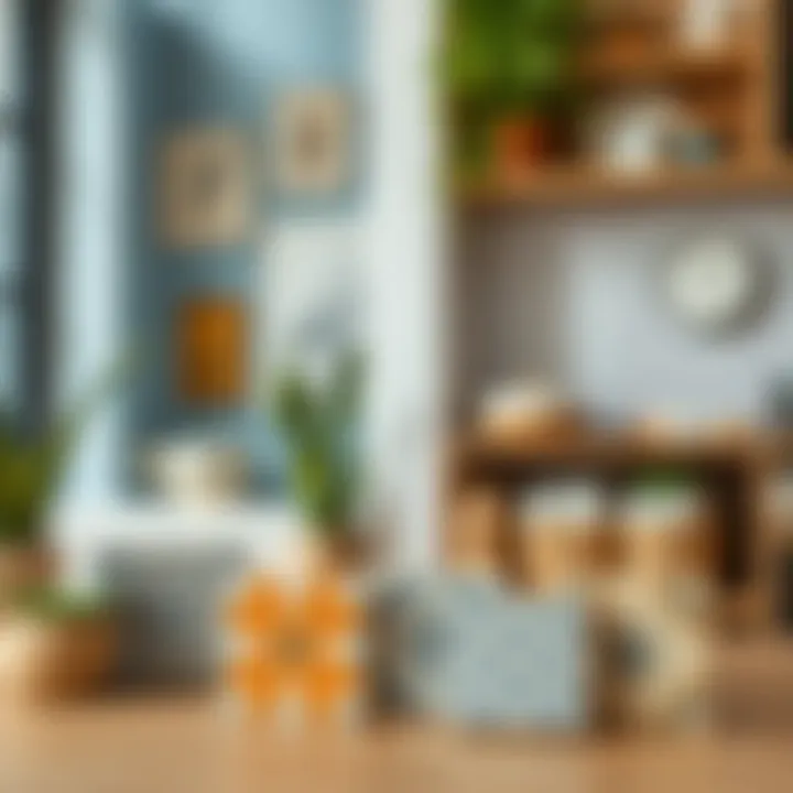 Finished tiles displayed artistically in a home setting