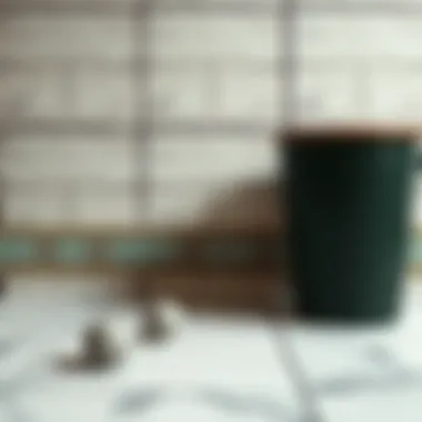 Close-up of wallpaper texture against tiled surface