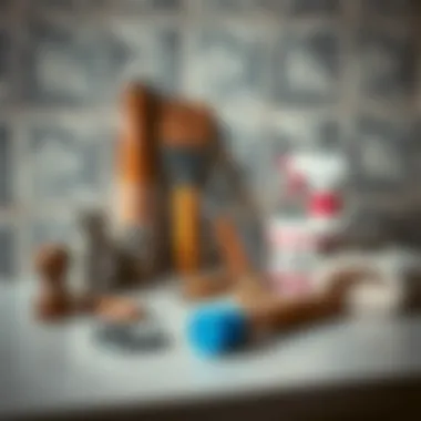 Tools and materials for wallpaper application on tiles