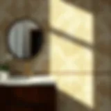 Elegant wallpaper design applied over tiles