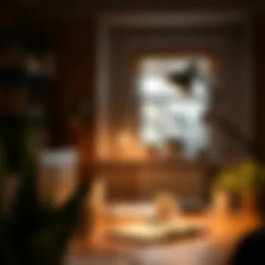 A focused workspace with task lighting